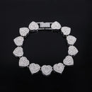 ZAKOL 45CM New Hip Hop Tennis Chain Bracelet Necklace Shiny Heart Rhinestone CZ Fashion Rock Party Jewelry Set